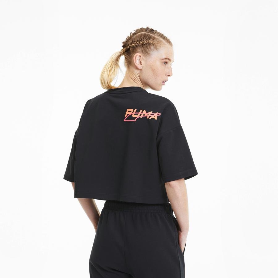  Puma Evide Form Stripe Crop Kadın Tişört