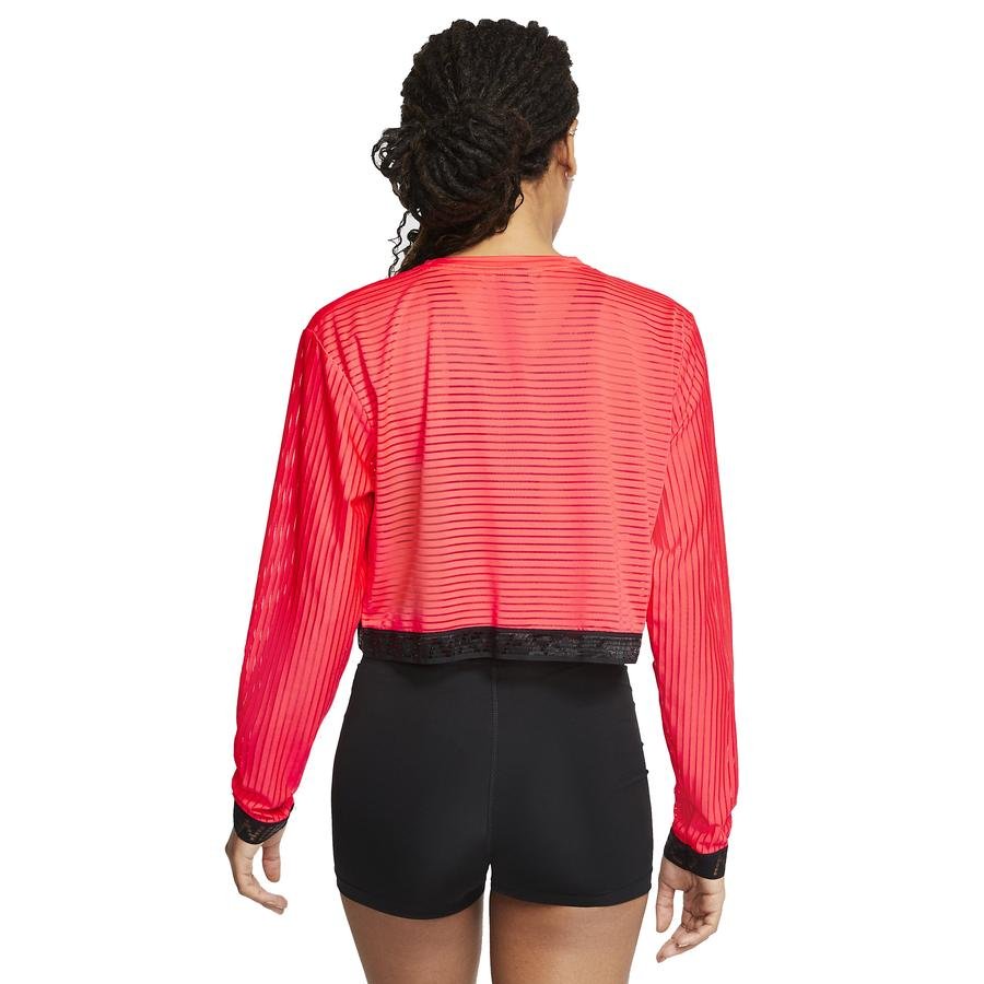  Nike Pro Long Sleeve Mesh Crop Top Kadın Tişört