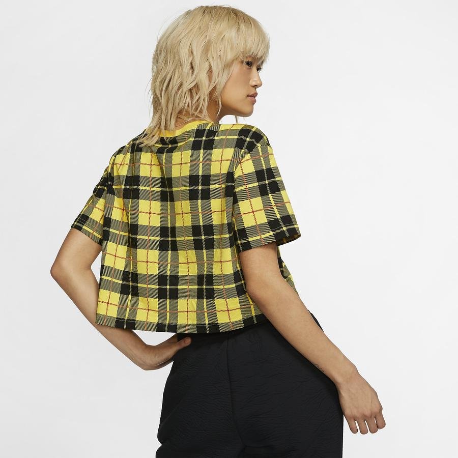  Nike Sportswear NSW Cropped Checked Kadın Tişört