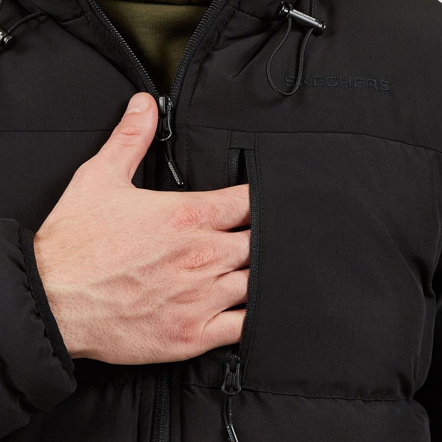  Skechers Outerwear Contrast Pocket Padded Full-Zip Hoodie Erkek Ceket
