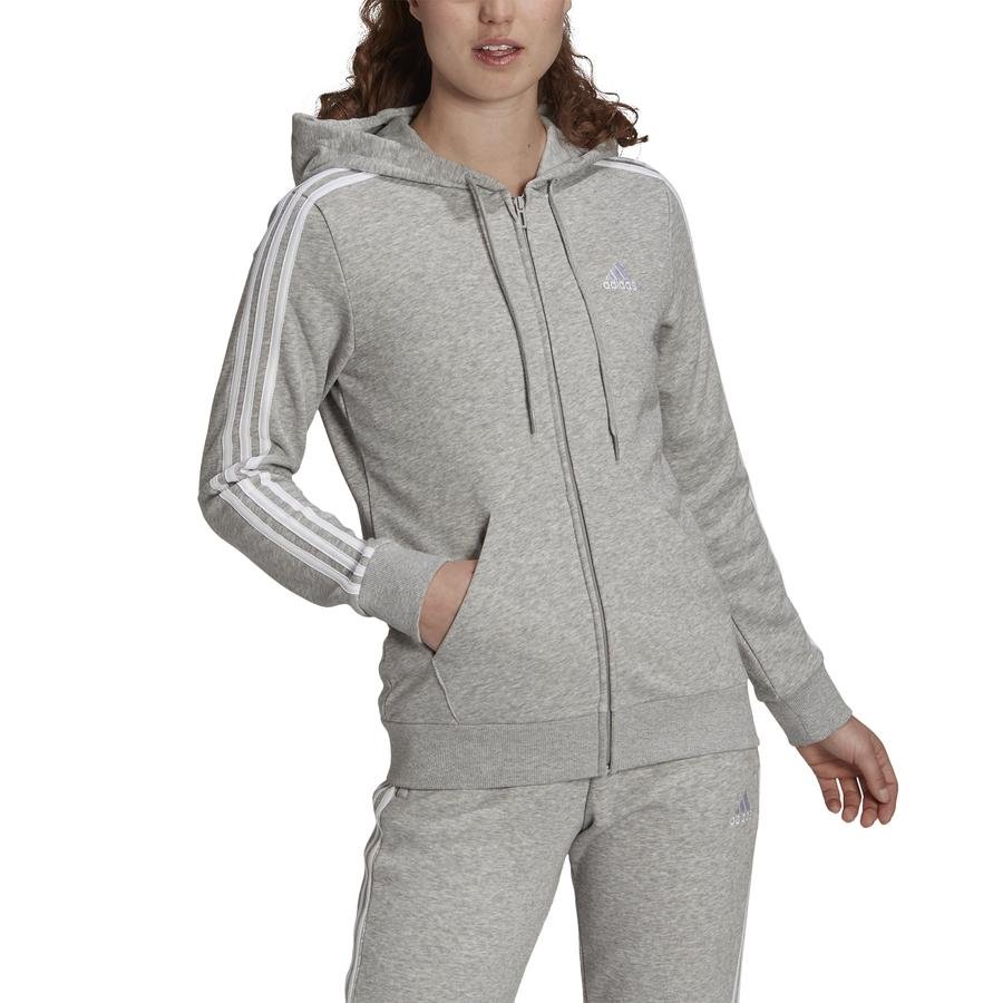  adidas Essentials French Terry 3-Stripes Full-Zip Hoodie Kadın Sweatshirt