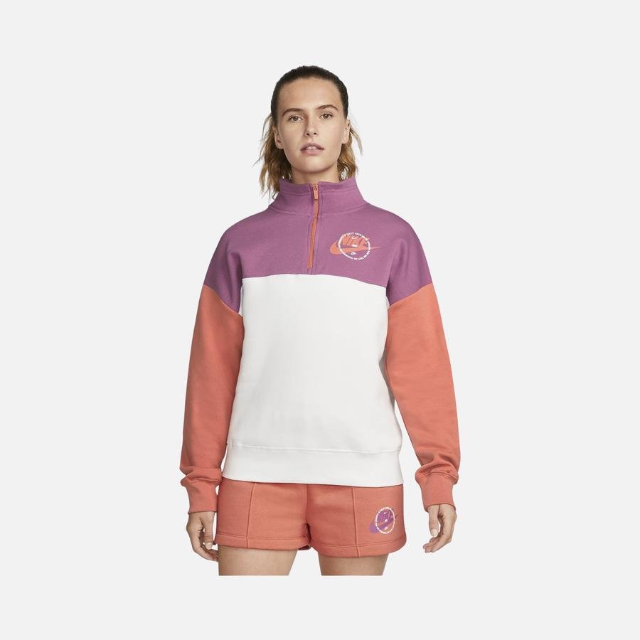  Nike Sportswear Graphic Fleece Colorblock 1/4-Zip Kadın Sweatshirt