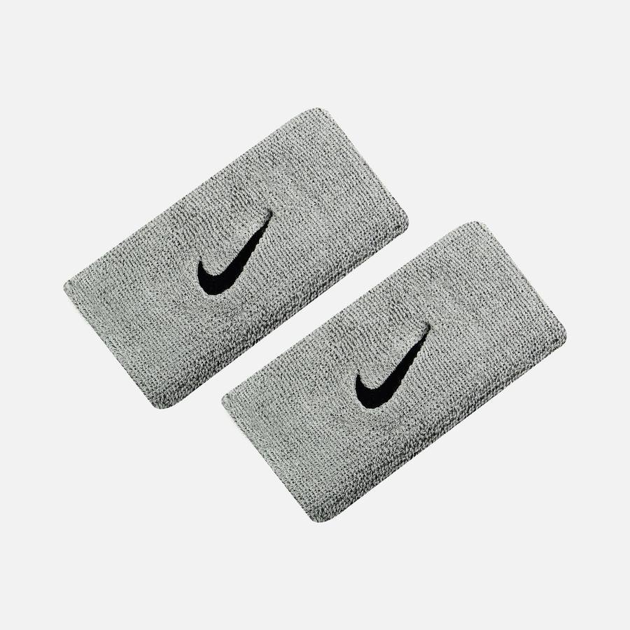  Nike Swoosh Doublewide Wristbands Matte Silver/Black