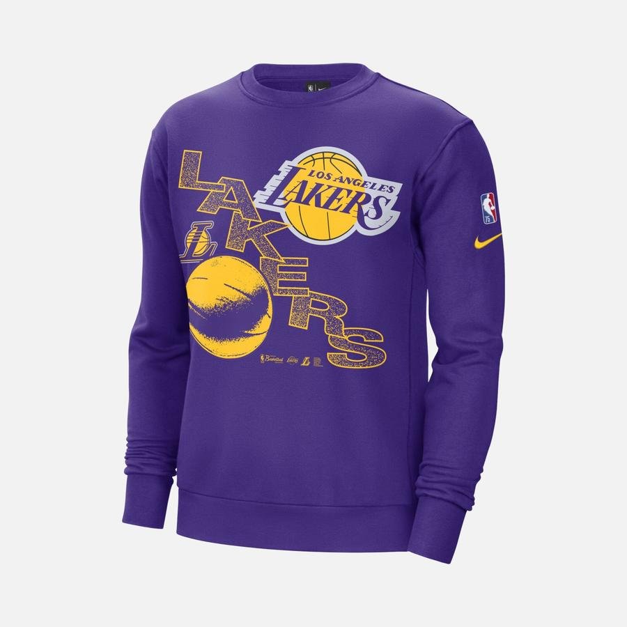  Nike Los Angeles Lakers City Edition Team Fleece Crew Erkek Sweatshirt