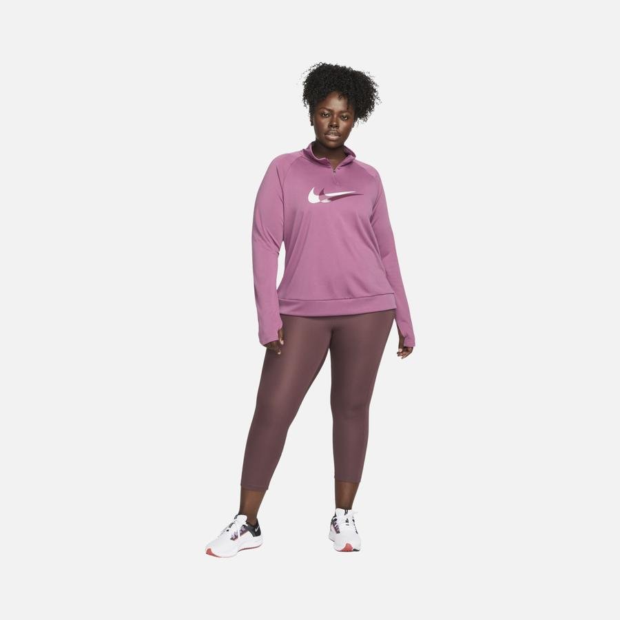  Nike Dri-Fit Swoosh Run 1/4-Zip Running Midlayer Long-Sleeve Kadın Tişört
