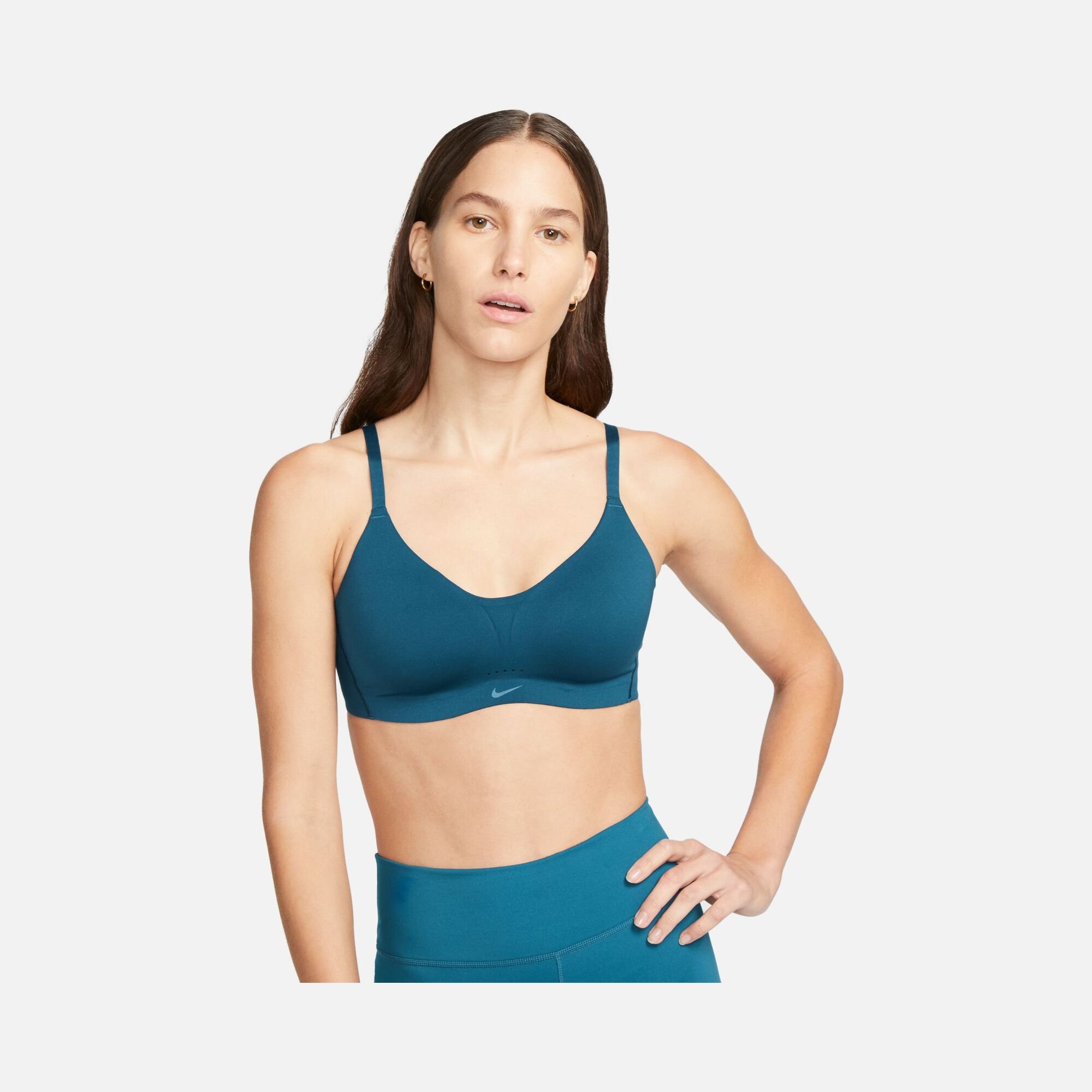 Nike Training Dri-FIT Alate Minimalist light support padded bra in brown