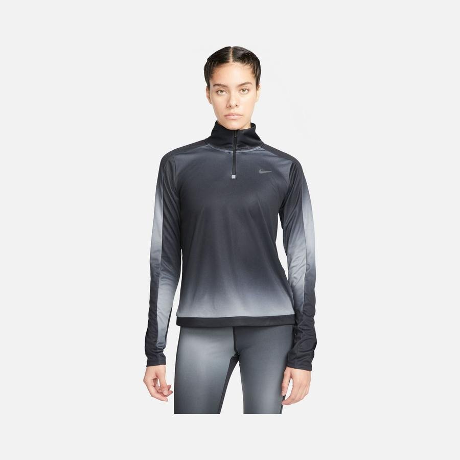  Nike Dri-Fit Swoosh Printed 1/4-Zip Running Long-Sleeve Kadın Tişört