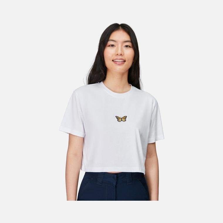 WWF Sportswear Monark Kelebeği Embroidered Cropped Short-Sleeve Kadın Tişört