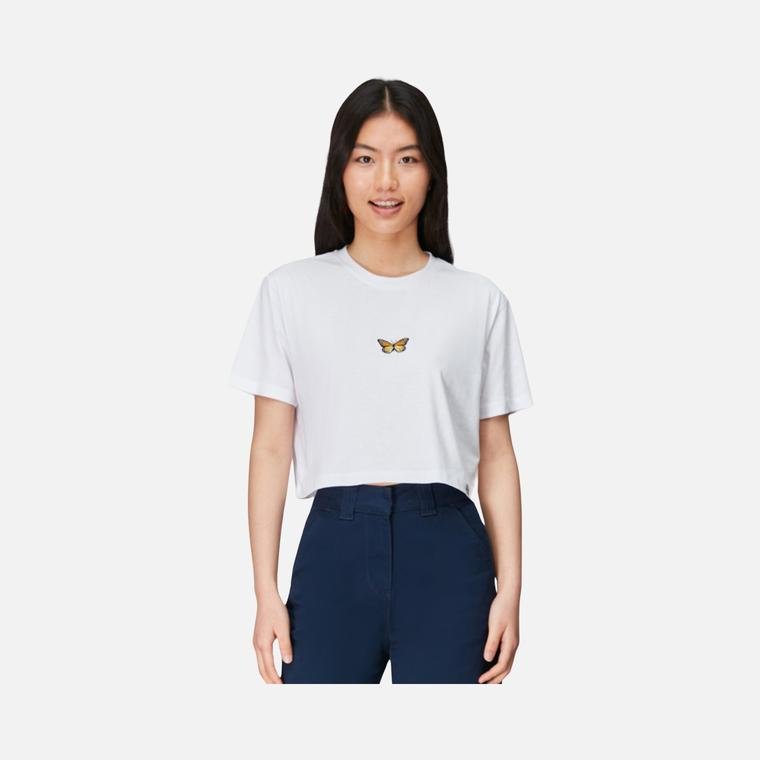 WWF Sportswear Monark Kelebeği Embroidered Cropped Short-Sleeve Kadın Tişört