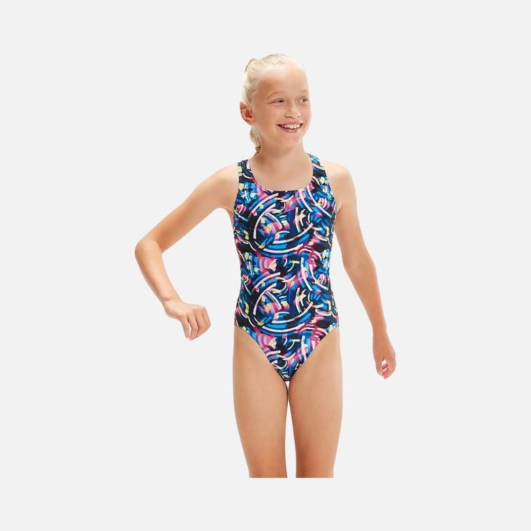 Speedo Digital Allover Leaderback (Girls') Çocuk Yüzücü Mayo