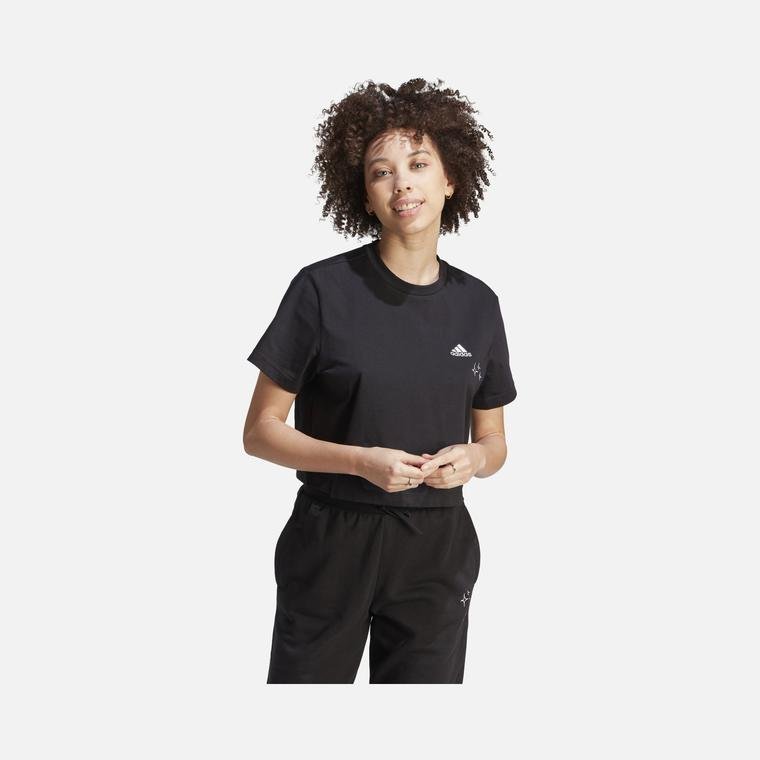adidas Sportswear Scribble Embroidery Crop Short-Sleeve Kadın Tişört
