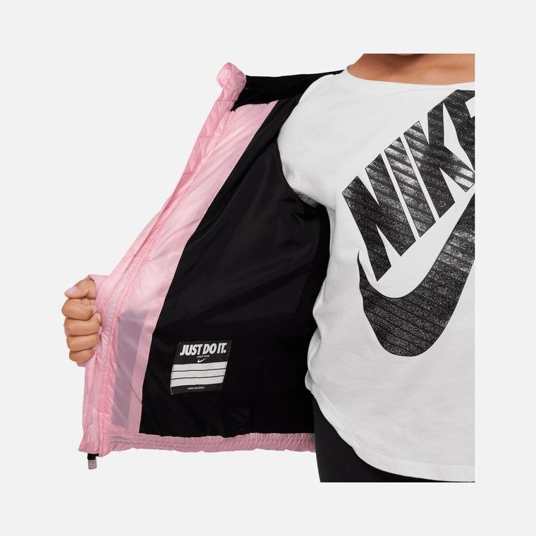 Nike Sportswear Chevron Cinched Puffer Full-Zip Hoodie (Girls') Çocuk Mont