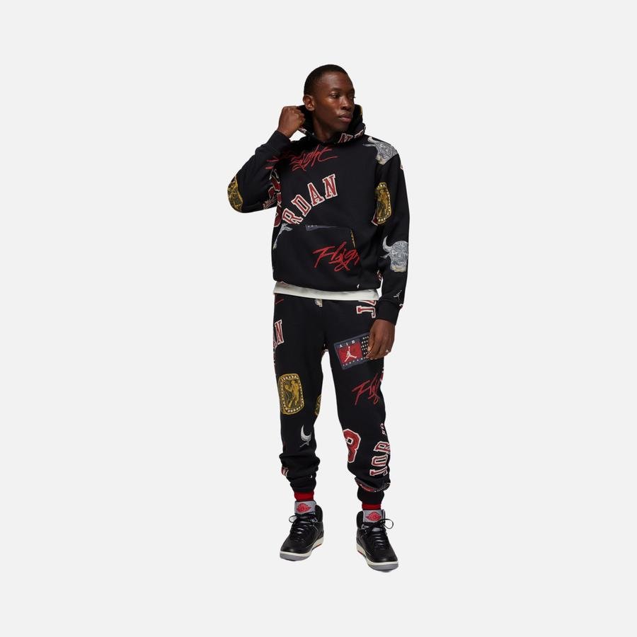  Nike Jordan Essentials Fleece All-Over Printed Pullover Hoodie Erkek Sweatshirt