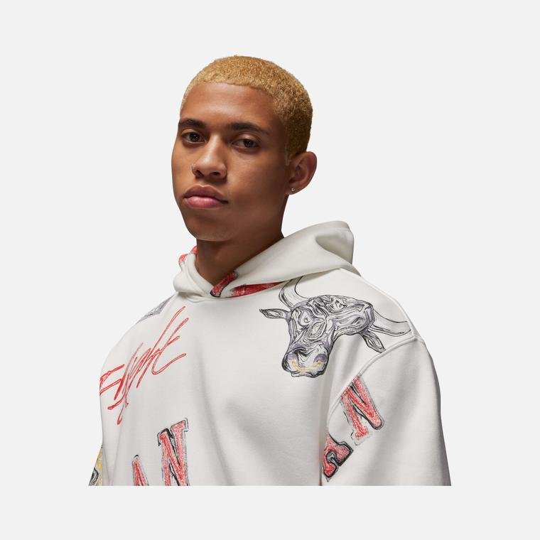 Nike Jordan Essentials Fleece All-Over Printed Pullover Hoodie Erkek Sweatshirt