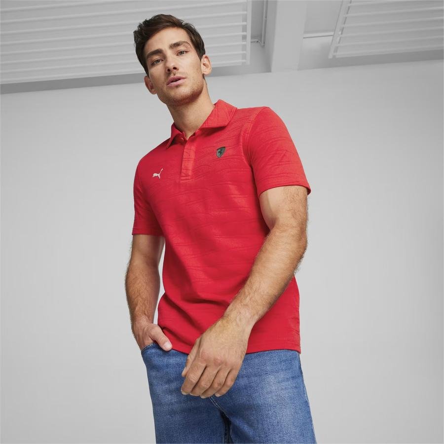  Puma Sportswear Ferrari Style Jacquard Polo Short-Seeve Erkek Tişört